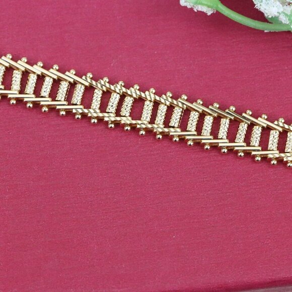 "Elegant Rose Gold Plated Bracelet with Textured Ladder Design, XPBL0858 - Picture 10 of 12